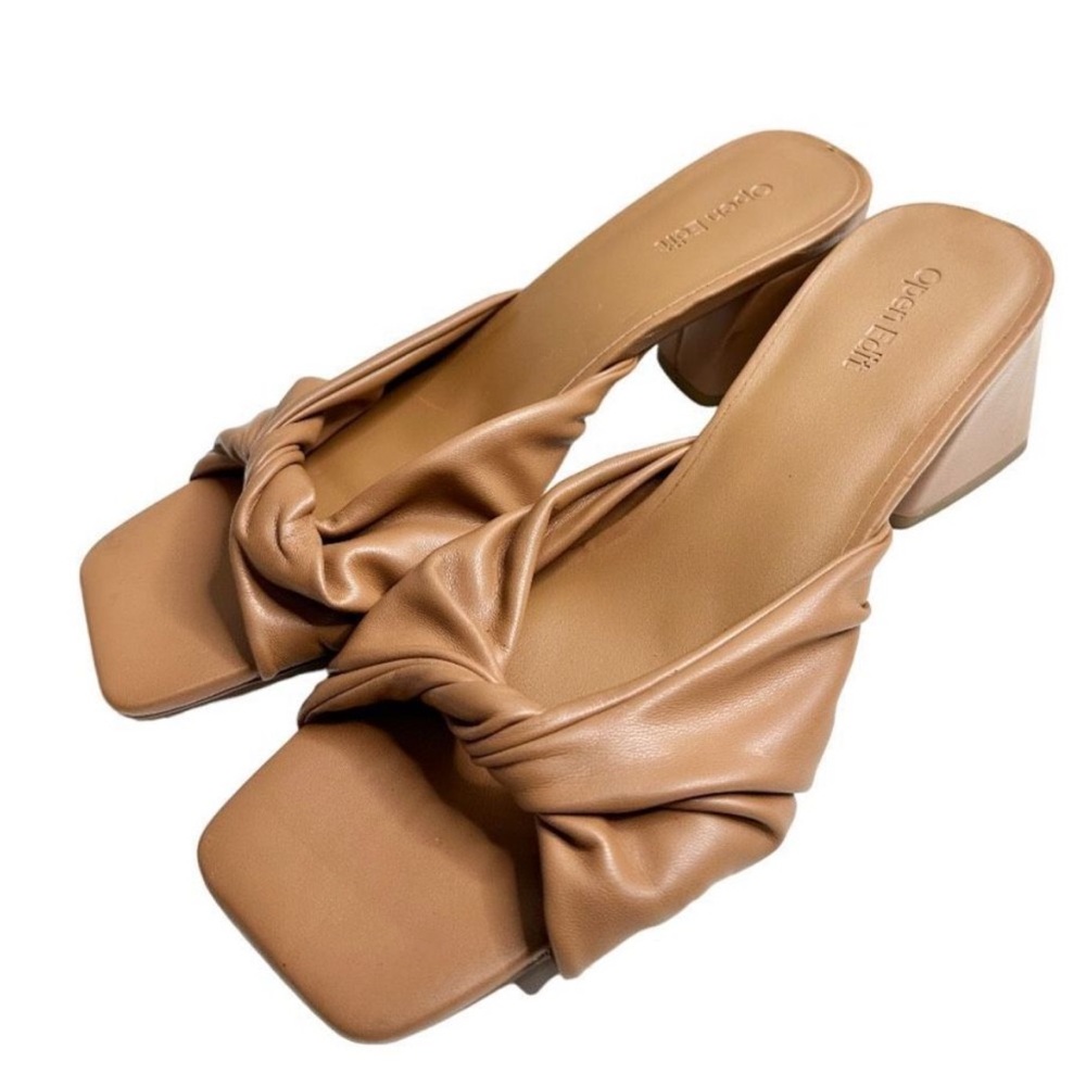 Open Edit Sandals Womens Size 9 Brown Edcora Slip On Block Heel Square Toe Shoes